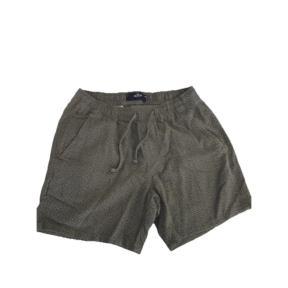 Hollister Chino Shorts Men Medium Gray Geometric Textured Weave Drawstring Waist